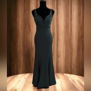 Lulu’s Aperitif Emerald Green Crepe Mermaid Maxi Gown Dress - XS